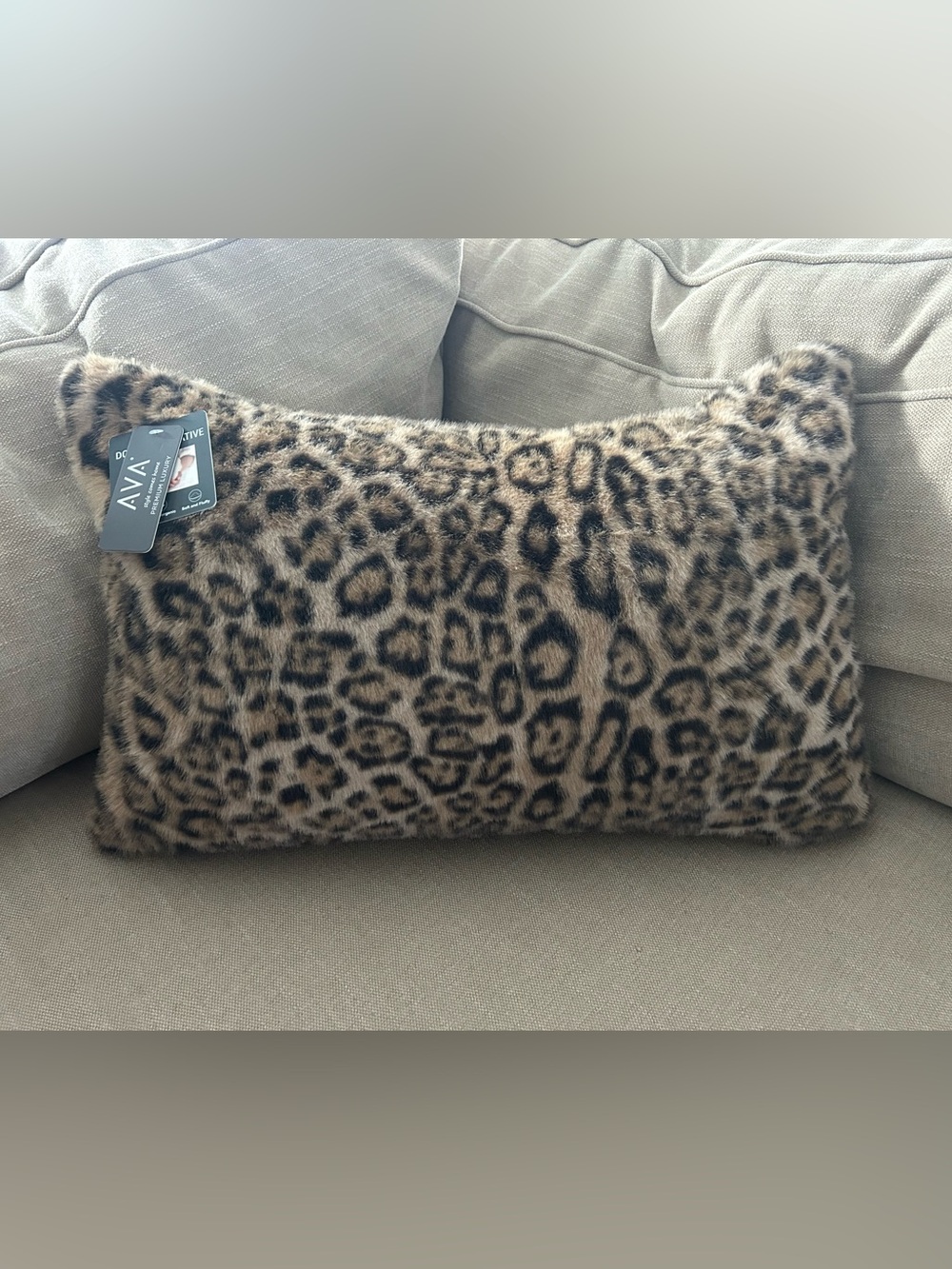 “New” Ava Leopard Faux Fur Rectangular Pillow